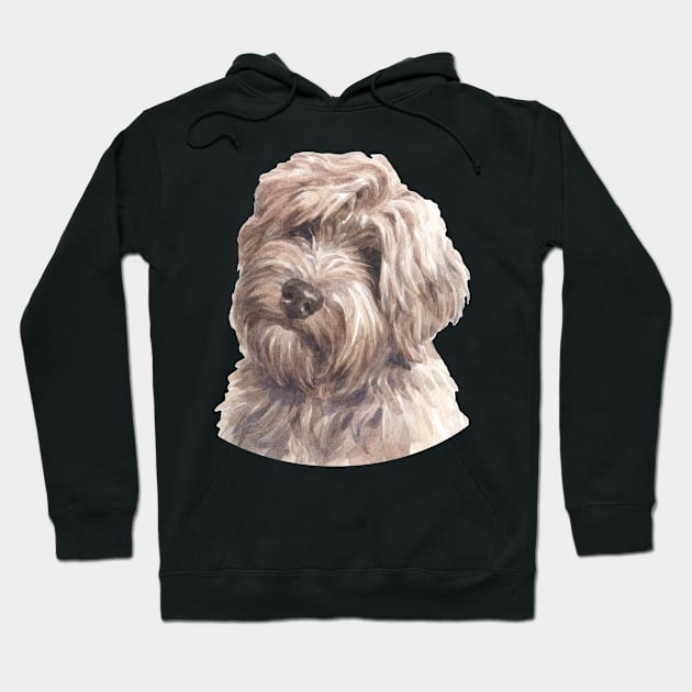 Gold Tibetan Terrier Watercolor Art Hoodie by doglovershirts